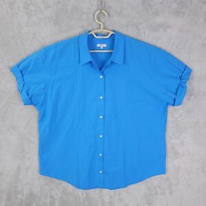 Rails JoJo Top Blouse Womens Blue XL Cuffed Short Sleeve Button Up Collared